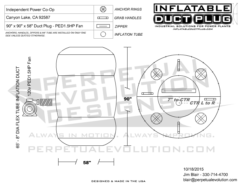 Inflatable Duct Plug CAD Drawings, blueprints, mechanical layout pages